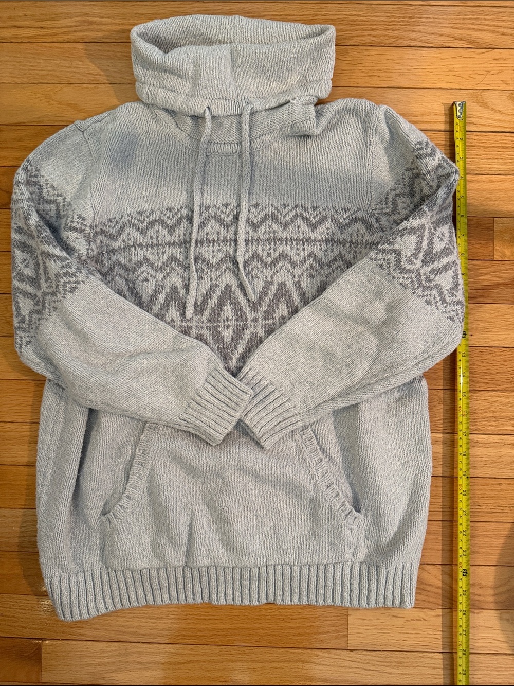 L.L. Bean Light Gray Nordic Cowl Pullover Sweater, 100% Cotton